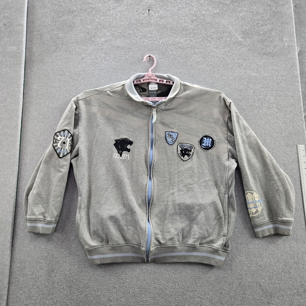 VINTAGE Makaveli Branded Men Jacket XXL Tupac 2Pac Rap Gray Patches Embroidered